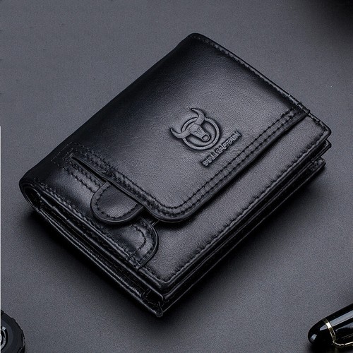 Herren RFID Schutz Geldbörse, Leder Vintage Doppelfaltung Kartenetui Geldbörse mit Reißverschluss B - Bild 17 von 19