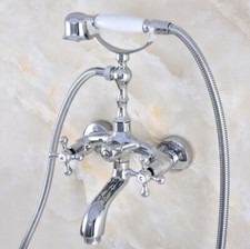 Wall Mounted Polished Chrome Bathroom Tub Faucet Brass Tub Mixer Tap Hand Shower
