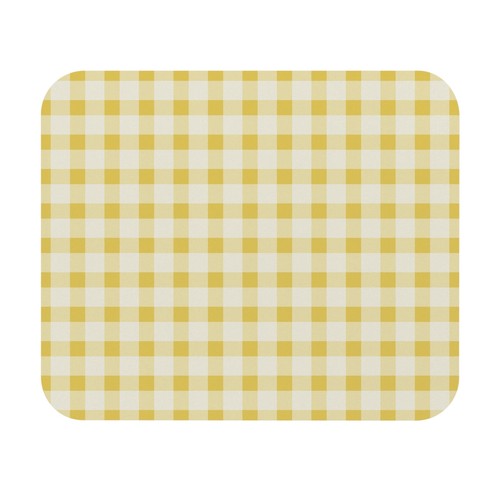 Yellow Gingham Mouse Pad Plaid Office Small Rectangle Desk Computer Accessory - Picture 2 of 5