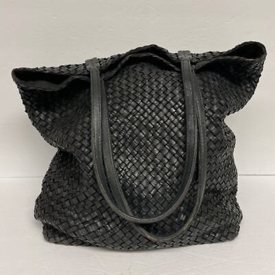 MASSIMO PALOMBA BLACK Woven Leather Tote Bag ITALY | eBay