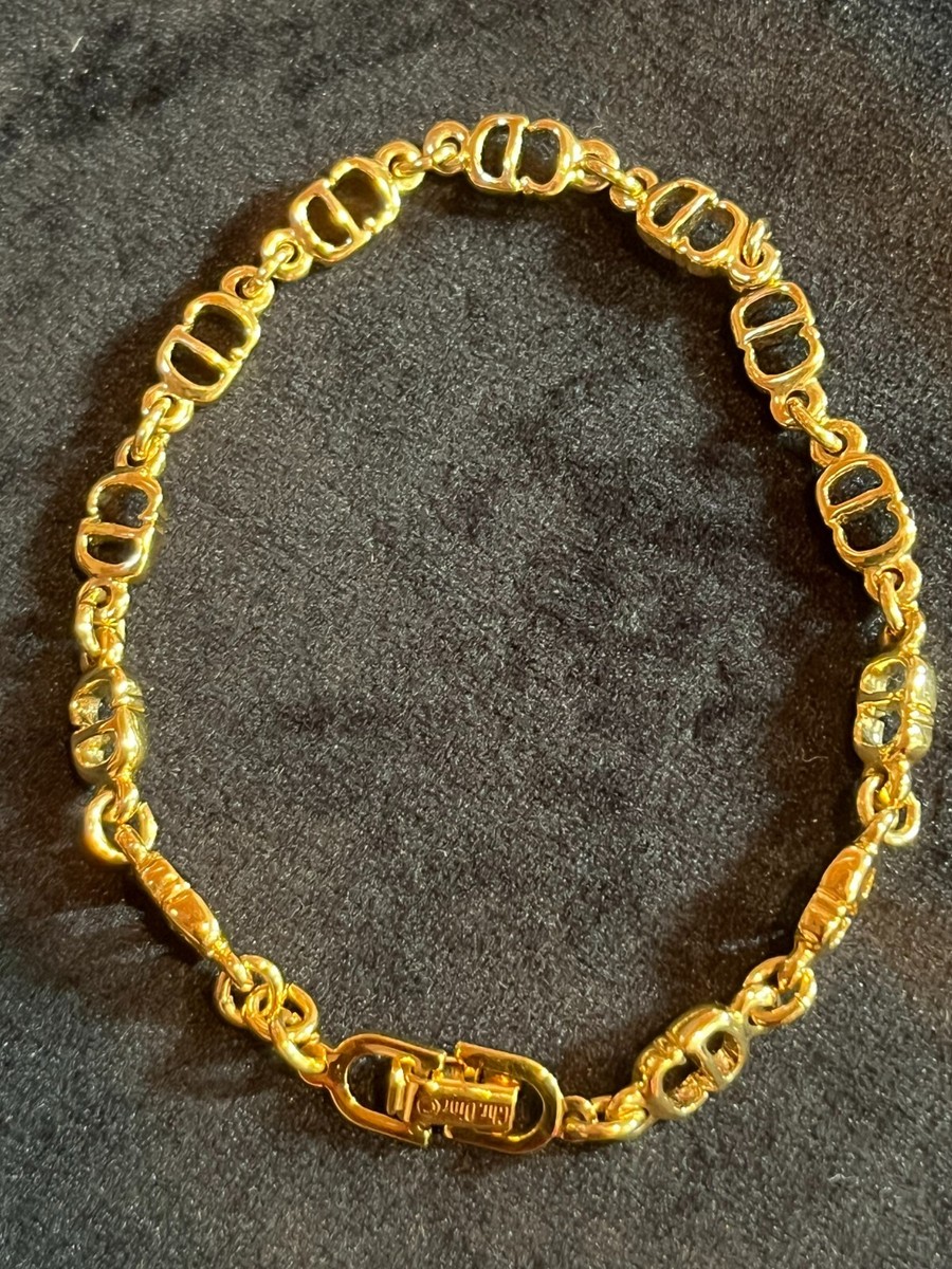80s クリスチャンディオール　ブレスレット CHRISTIAN DIOR Bracelet Bangle Chain AUTH Logo Vintage Rare