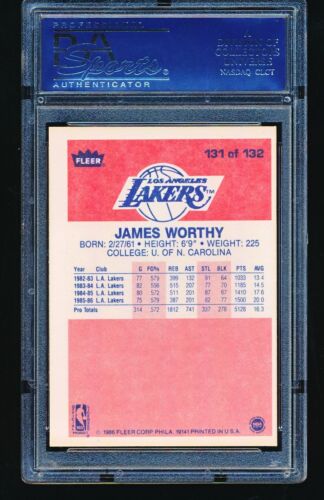 1986 Fleer Signed Autographed JAMES WORTHY #131 PSA 7 Auto 10 - Picture 2 of 2