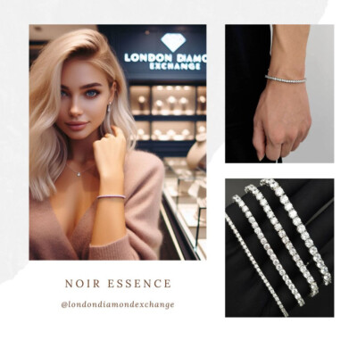 #ad Noir Essence 32ct Tennis Bracelet Diamond Test Certified Lab grown VVS1 D Excell GBP 320.00