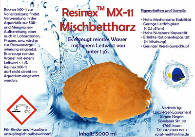 Coral Reef Resinex MX-11 Mischbettharz 25 Liter Sack Süß- + Meerwasser Aquarium