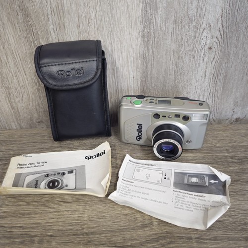 Rollei Giro 70 WA 35mm Film Point and Shoot Camera Silver GWO Case and Manuals - Picture 2 of 21