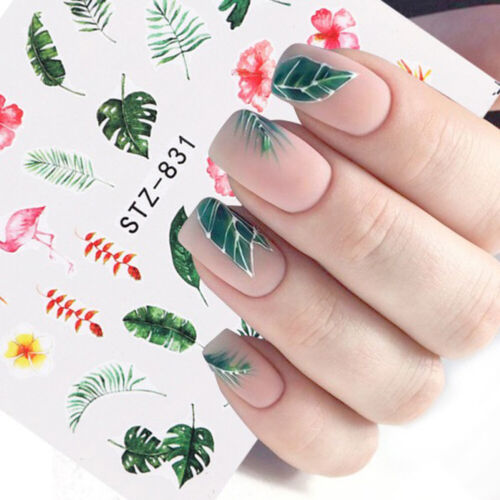 Nail Art Stickers Summer Flower Leaf Water Transfer Decals DIY Manicure Decor ↻ - Picture 3 of 34