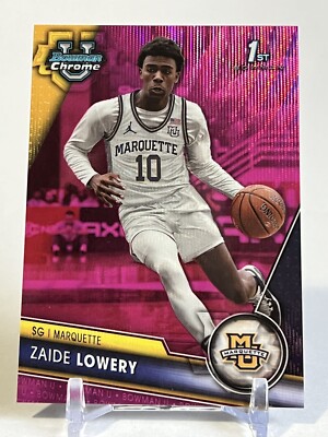 2023-24 Bowman Chrome U #99 Zaide Lowery Pink Wave #'d/125 Marquette
