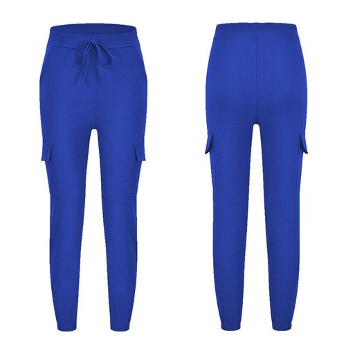 Women's Pants Multi-Pocket Drawstring Elastic Waist Sports Pants Streetwear - Picture 11 of 23