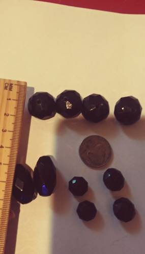 Vintage geerntet 12 Stück Kristall Kunststoff schwarze Perlen für Schmuck/Kunst/Basteln - Bild 8 von 11