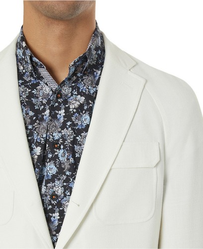 NWT TALLIA Stretch White Textured Three Button Sport Coat Blazer 46R - Picture 3 of 10