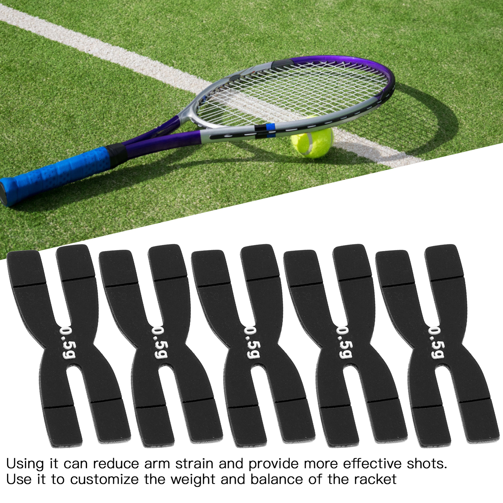 Tennis Racket Weight Balance Strips Durable Racquet Weighted Bar Lightweight - Picture 2 of 12