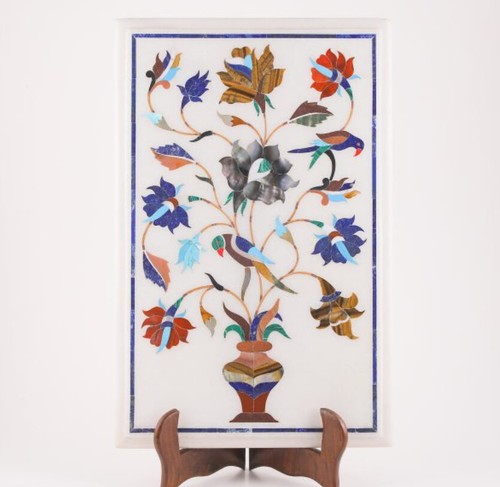 24 x 18 inches white Marble sofa corner wall panel decor Table Top Inlay lapis - Picture 1 of 4