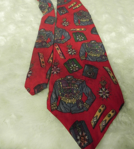 Vintage Tommy Hilfiger Tie Royal Military Medal Uniform Silk Necktie - Picture 2 of 5
