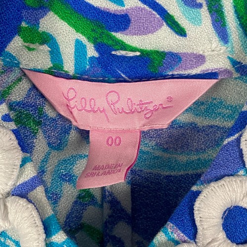 Lilly Pulitzer Jane Canopy Chaos Resort Zip Neckline Shift Dress Size 00 Blue - Picture 4 of 10