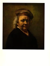 1967 Vintage REMBRANDT "SELF PORTRAIT (1669)" COLOR offset Art Lithograph Print