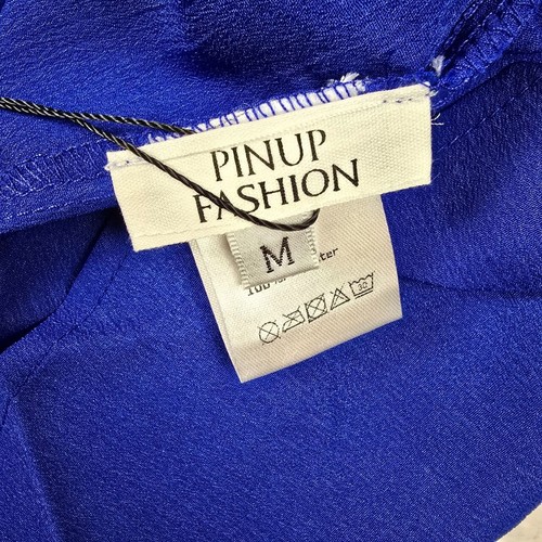 Pinup Fashion Long Maxi Skirt Womens Size M Blue Drawstring Elastic Waist A-Line - Picture 6 of 9