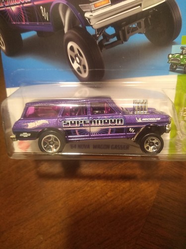 2023 Hot Wheels '64 Nova Wagon Gasser (lila) mit Real Riders Super Nova Custom  - Bild 1 von 5