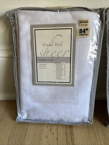 Crushed Voile Window Panel Curtain - Bed Bath & Beyond 55inx84in White Sheer - Picture 5 of 6