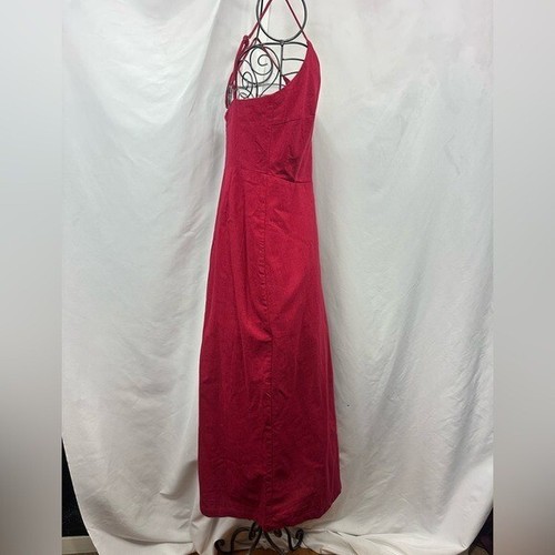 Üppiges rotes Leinen Midikleid mit Knopfleiste Gr. S - Bild 7 von 13