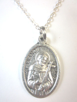 Ladies St Francis of Assisi / Pray for Us Medal Necklace 20" Chain | eBay