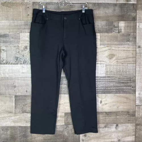 Christopher & Banks Womens Pants Sz 16 Short Black Soft Stretch Comfort Tapered