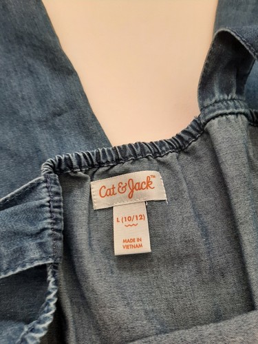 Cat & Jack Girls Chambray Strappy Jumpsuit Ruffle Trim Pockets Kids 10/12 - Picture 6 of 6