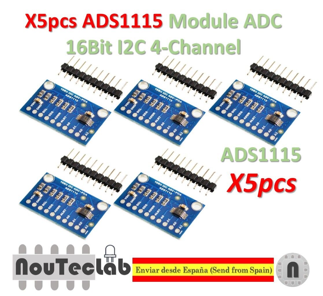 5 piezas módulo ADS1115 módulo ADC 16 bits I2C 4 canales ADS...