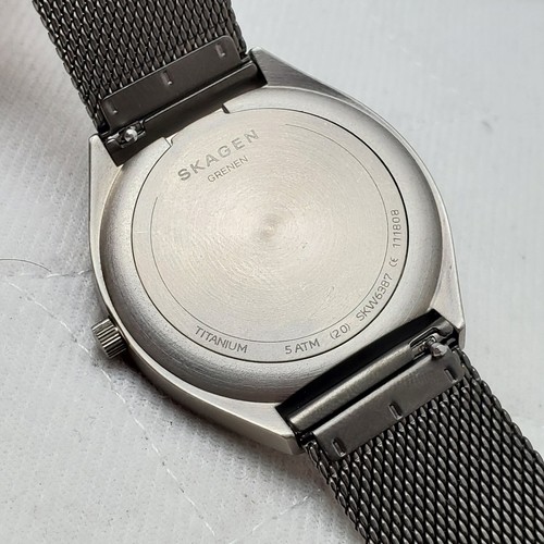 SKAGEN GRENEN SKW6387 TITANIUM MESH BAND MILITARY FIELD MEN'S WATCH NEW BATTERY  - Picture 8 of 11