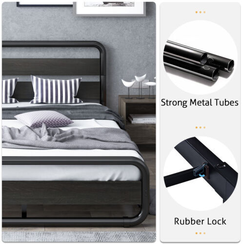 Queen Size Sleek Steel Slat Bed Frame: Easy Assembly,Heavy Duty,Underbed Storage - Picture 7 of 17