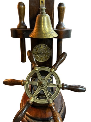 Unique Nautical Ship's Wheel Lamp With Belaying Pins, Rope Adorned - Picture 2 of 7