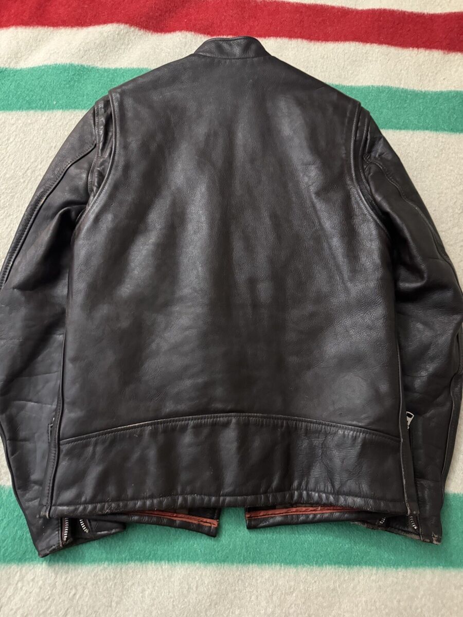 Vintage 60s 70s Brown Schott Cafe Racer Leather Jacket 38 Vintage 60s 70s Brown Schott Cafe Racer Leather Jacket 38
