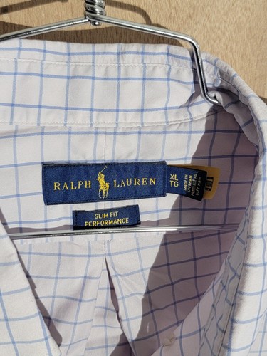 ralph lauren dress shirt button up mens XL slim fit long sleeve plaid lavender - Picture 6 of 8