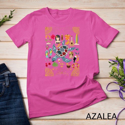 Camiseta unisex de ukelele playa tucanes de verano de tortugas marinas máscara Aloha - Imagen 2 de 15