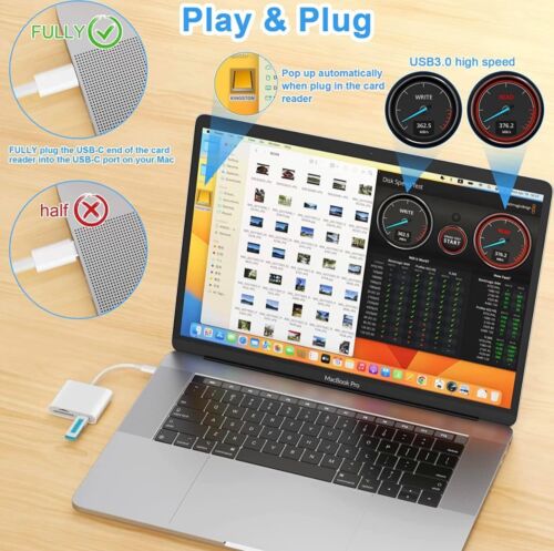 4in1 Type-C USB C to Micro SD/TF Card Reader PD Charging Port For MacBook Laptop - Picture 8 of 15