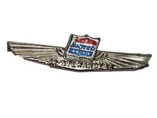 Vintage United Airlines Metal Jr Stewardess 2" Wings Pin By Kenney Corp JRR17