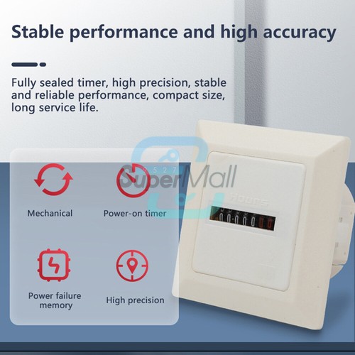 Timer Industrial Mechanical Rolling Totalizing Timer Digital 0-99999.9Hour Meter - Bild 7 von 16