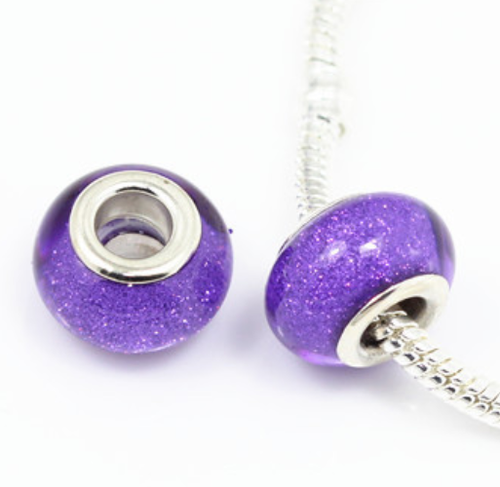 100-200 Stck. Harz Glänzend Glitzer Pulver Großloch Perlen Europäisches Armband Handwerk - Bild 19 von 67