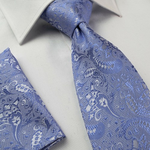 Mens Jacquard Paisley Woven Flower Silk Bundle Wedding Tie Hanky OR Set Gift NEW - Picture 2 of 11