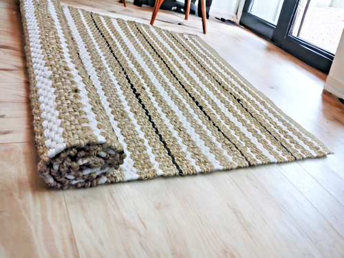 JUTE & COTTON Handmade CARPET LARGE Area Rug For Living Room 90X160CM Floor Mat - Picture 6 of 13