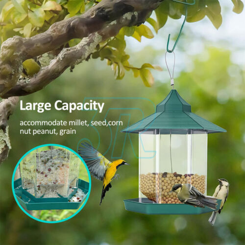 Garden Hanging Wild Bird Feeder Birds Gazebo Shape Container Waterproof Outdoor - Picture 5 of 11