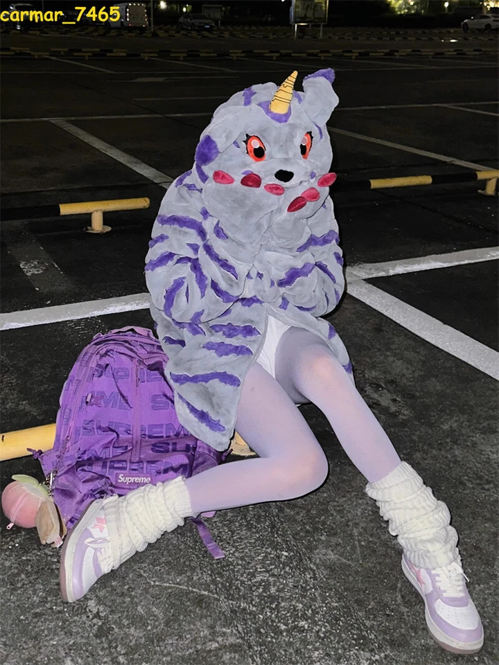 Anime Gabumon Plush Coat Hooded Winter Warm Hoodie Cosplay Costume Cute Gifts - Image 4 of 4