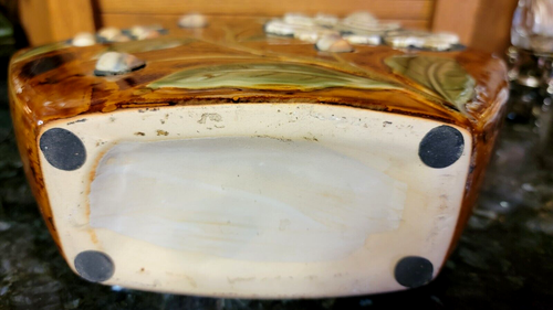 UNIQUE SHAPE Vintage HAND PAINTED Ceramic Vase REAL SEASHELLS 3D Design! - Picture 14 of 14