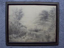 OLD HUDSON RIVER PICNIC AT WEST POINT DRAWING AFTER FANNIE PALMER CURRIER & IVES