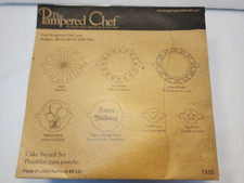 The PAMPERED CHEF 1535 Mylar Cake Decorating Stencil Set - 7 Designs