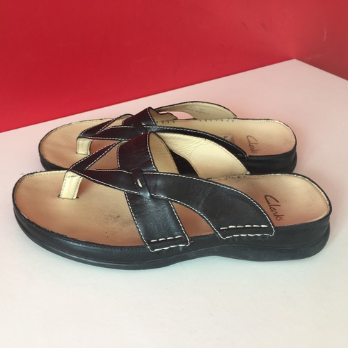mulas deslizamiento 4 Flops Uk Clarks en plano cuero Eu 5 5 negro 37 Flip sandalias wXWvEqSZvp