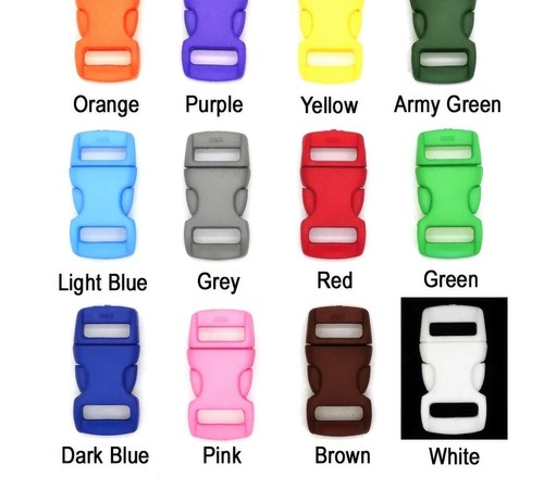 3/8"(10mm) Colorful Contoured Curved Side Snap Release Plastic Buckles Paracord - Picture 7 of 19