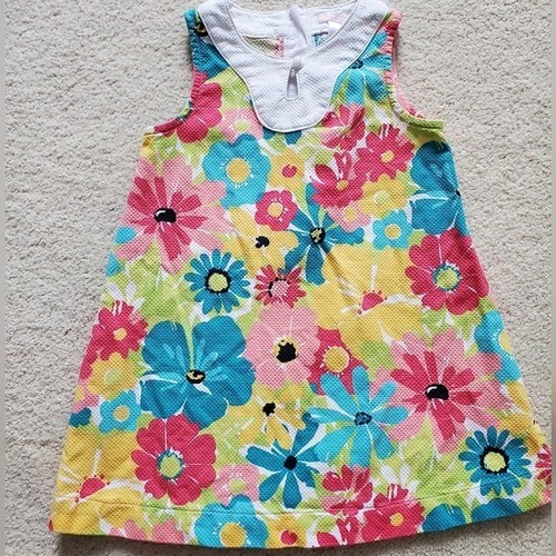 Janie and Jack Baby Girls' Floral Sleeveless Shift Dress sz12-18 - Picture 2 of 11