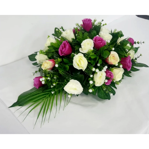 Artificial Silk Funeral Flower Casket Topper Wreath Coffin Spray Tribute Dad Mum - Picture 5 of 6