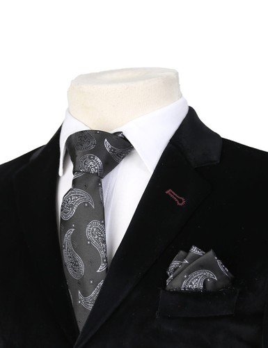 Boys Paisley Neckties Kids Formal Children Wedding Prom Party Ties with Hanky - Picture 7 of 13