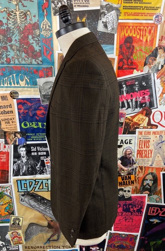 Vintage Herren 70er braun kariert einreihig Wolle Sport Mantel Blazer 40" Union USA - Bild 6 von 10